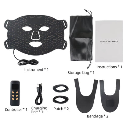 Professional Led Light Therapy Mask Black Led Red Light Therapy 4 Colors Silicon Red Light Therapy Face Mask