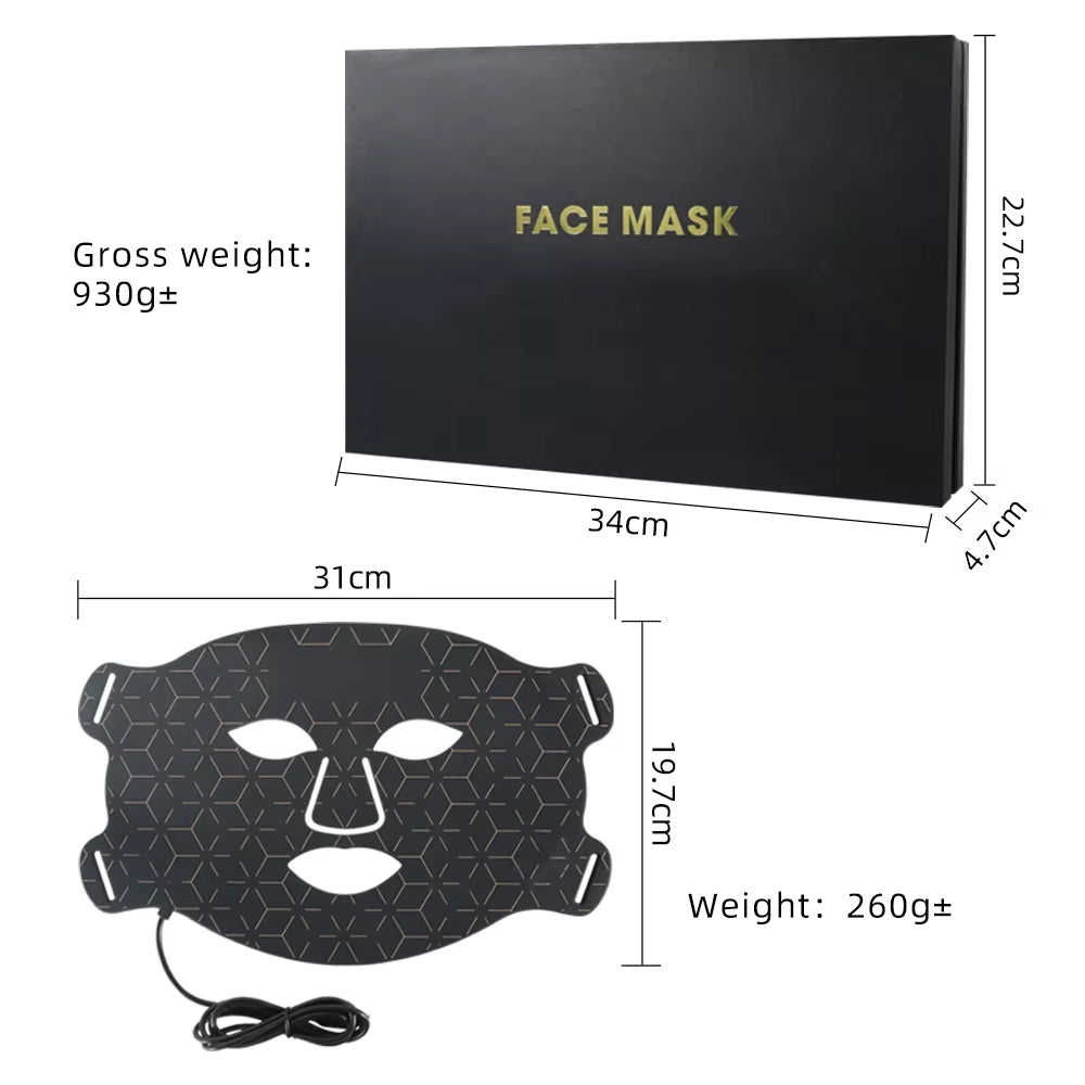 Professional Led Light Therapy Mask Black Led Red Light Therapy 4 Colors Silicon Red Light Therapy Face Mask