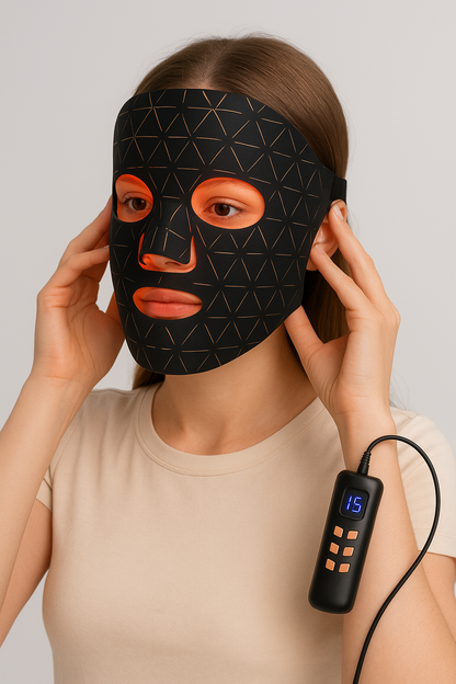 Masque professionnel noir pour thérapie à la lumière LED 4 couleurs en silicone