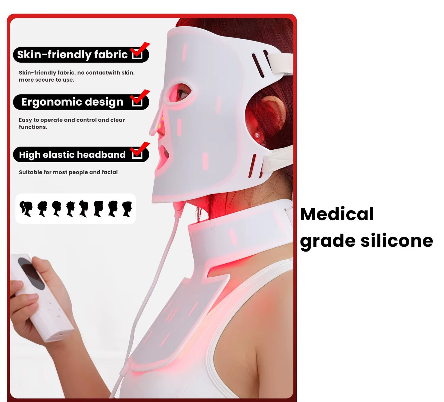 Nouveau Masque beauté en sillicone blanc masque LED thérapeutique