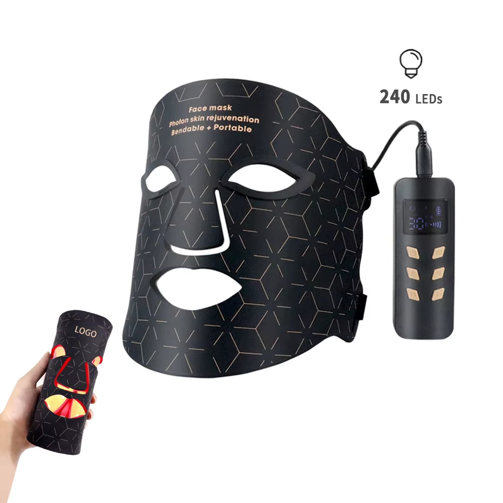Professional Led Light Therapy Mask Black Led Red Light Therapy 4 Colors Silicon Red Light Therapy Face Mask